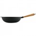 wok en fonte noire poignée bois