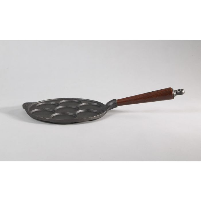 Poêle blinis 23 cm - 7 moules ronds - Poignée hêtre