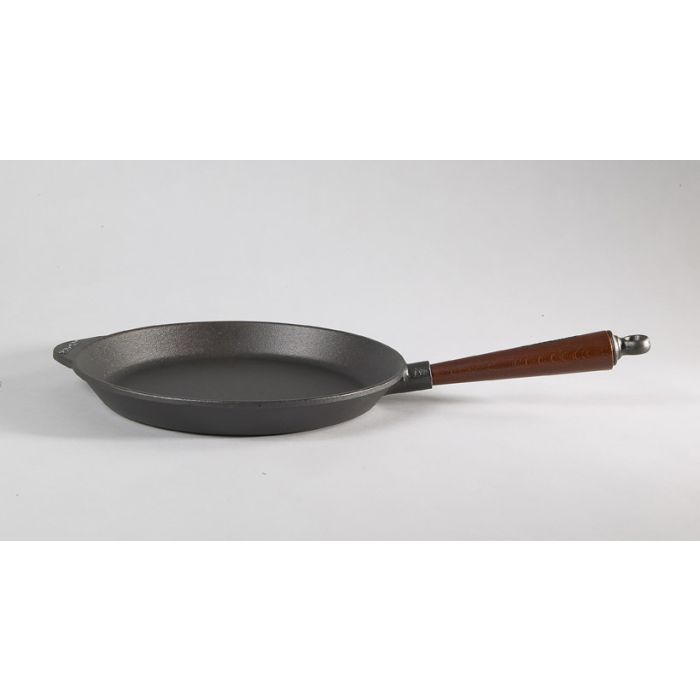 Poele a frire en fonte Ø 28 cm - Poignée hêtre