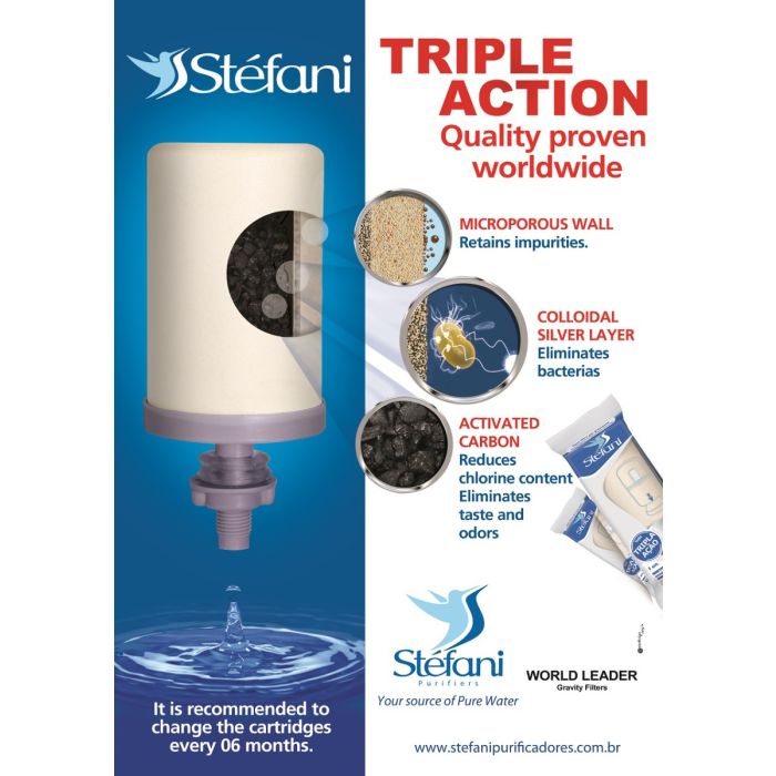 3 filtres à eau Stefani pour fontaine filtrante terre et inox