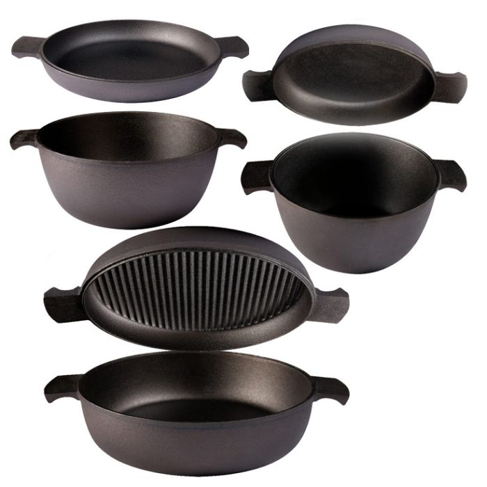 Cocotte en fonte Grystapel 3 litres + couvercle / plat en fonte