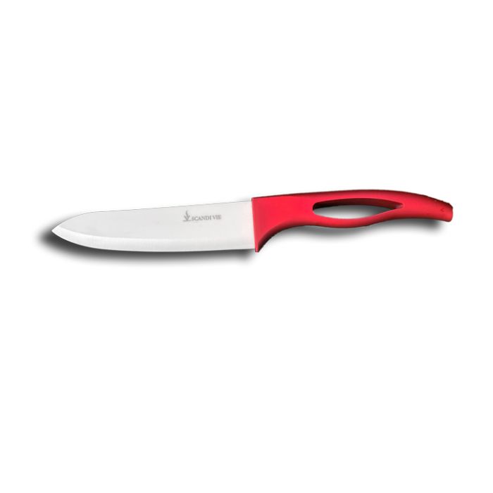 Couteau céramique manche rouge - lame 15 cm Haute Qualité