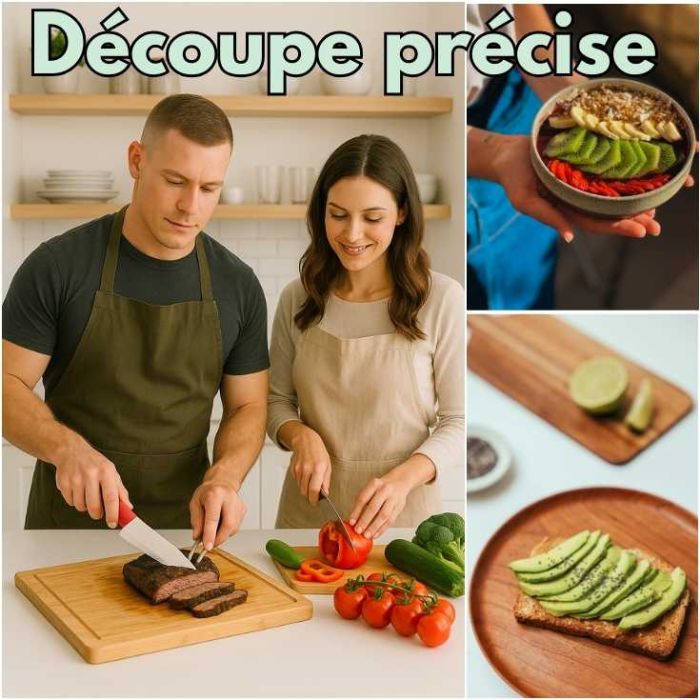 Planche à découper bambou et couteau céramique