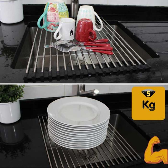 Egouttoir vaisselle inox enroulable