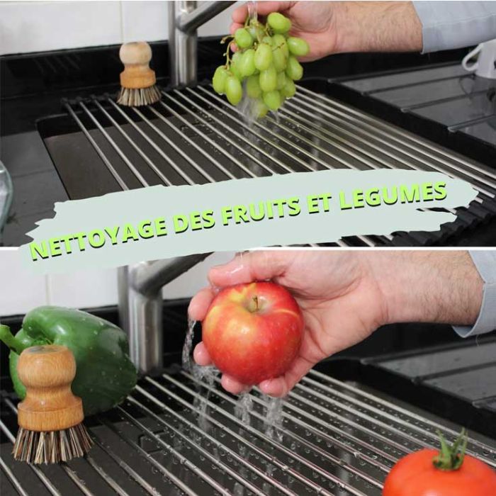 Egouttoir vaisselle inox enroulable