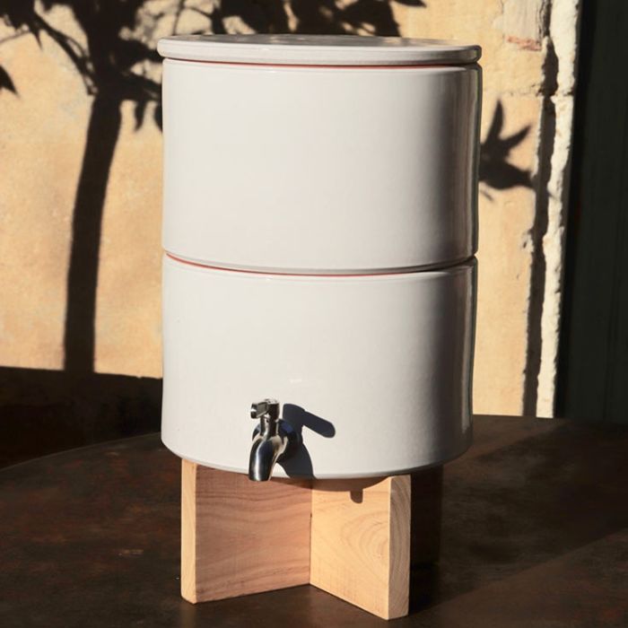 Fontaine à eau filtrante 5 litres émaillée Blanche-Made in France - Nouveau modèle