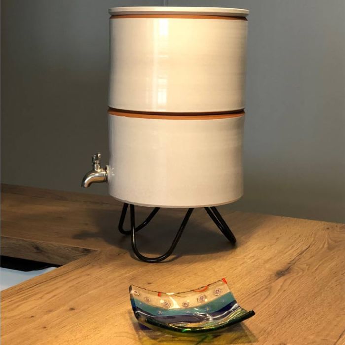 Fontaine à eau filtrante 5 litres émaillée Blanche-Made in France - Nouveau modèle