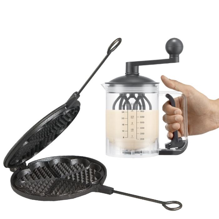 Gaufrier en fonte Skeppshult + Distributeur et mélangeur de pâte