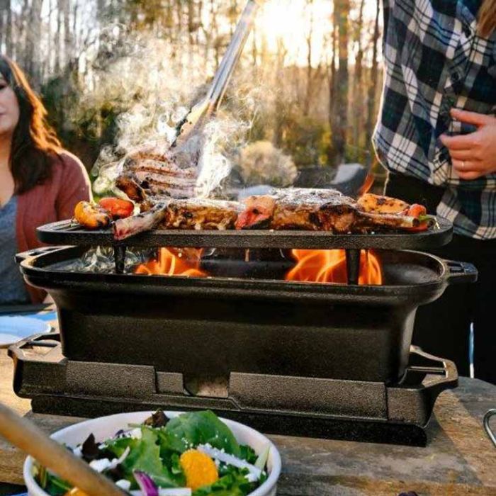 Pince à barbecue Inox bois 41cm-Bout plat
