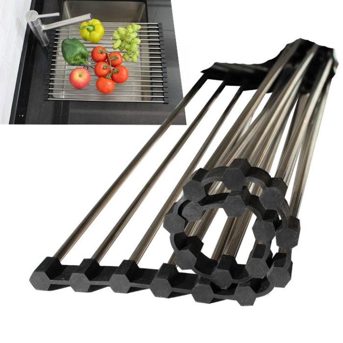 Egouttoir vaisselle inox enroulable