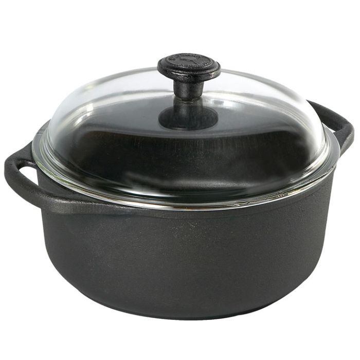  Cocotte en fonte ronde 7 litres - couvercle verre