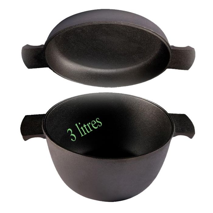 Cocotte en fonte Grystapel 3 litres + couvercle / plat en fonte