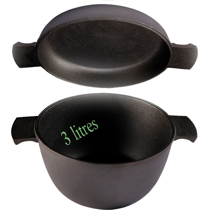 Cocotte en fonte Grystapel 3 litres + couvercle / plat en fonte