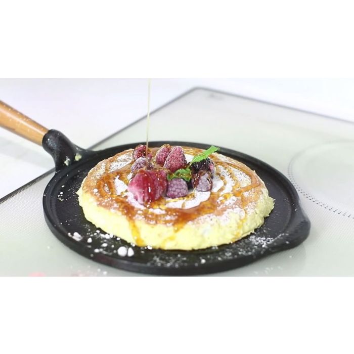 Poêle crêpière Skeppshult - Poignée en noyer + rateau