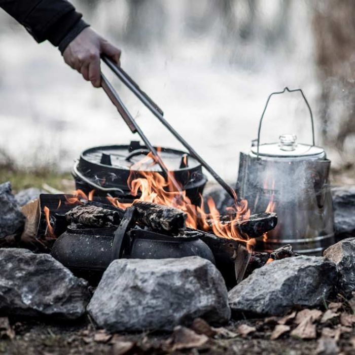 Pince à barbecue Inox bois 41cm-Bout plat