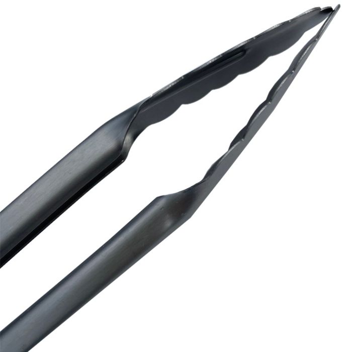 Pince à barbecue Inox bois 41cm-Bout plat
