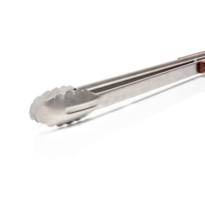 Pince à barbecue Inox bois 41cm-Bout plat