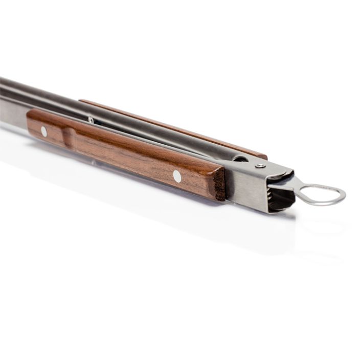 Pince à barbecue Inox bois 41cm-Bout plat