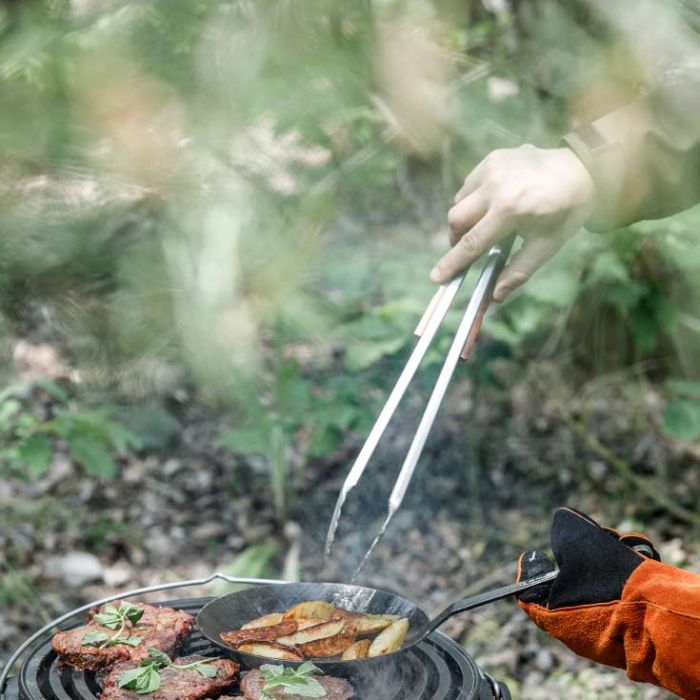 Pince à barbecue Inox bois 41cm-Bout plat