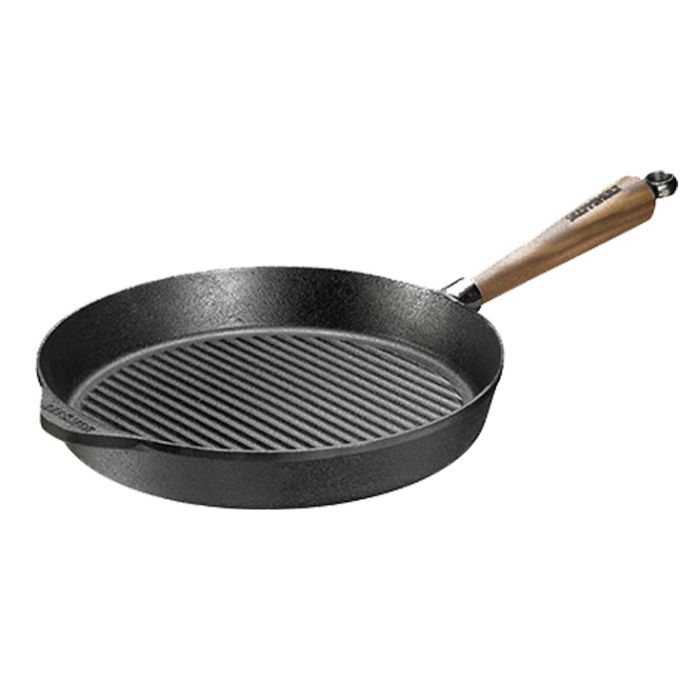 Poêle grill Ø28 cm - Poignée en noyer