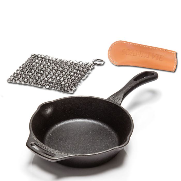 Poêle à frire 20 cm + Manchon protection + Cotte de maille