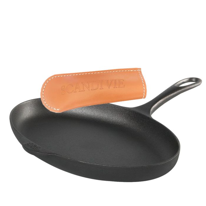 Poêle à poisson ovale avec manchon de protection