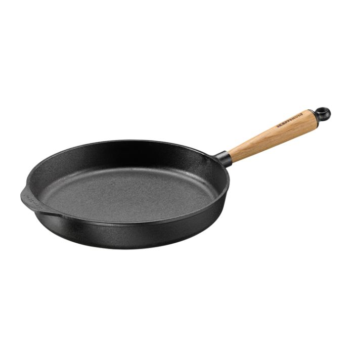 Poêle sauteuse fonte Ø 28 cm - Poignée Chêne