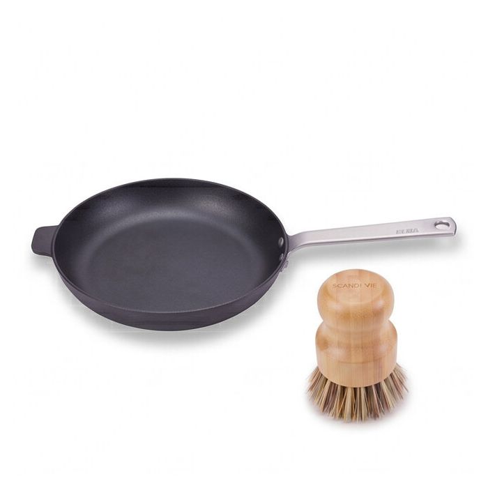 Poêle à frire 30 cm - Poignée inox - Brosse Offerte