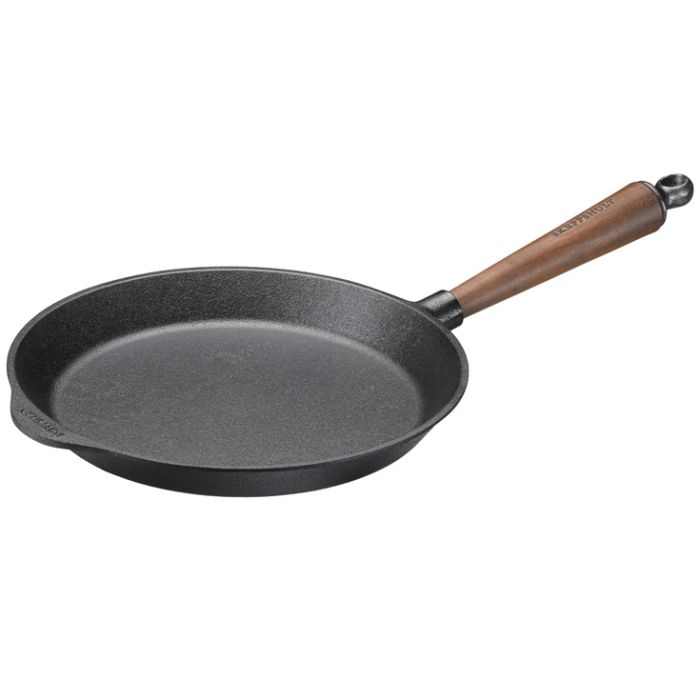 Poele a frire en fonte Ø 28 cm- Poignée Noyer