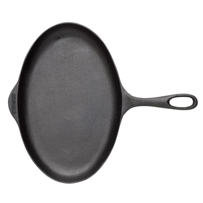 Poêle à poisson en fonte ovale