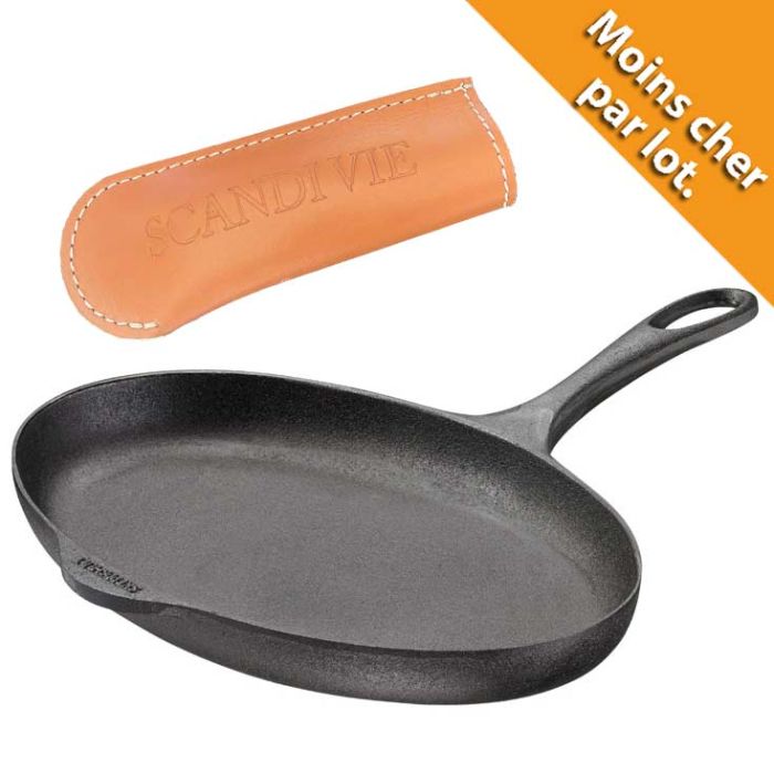 Poêle à poisson ovale avec manchon de protection