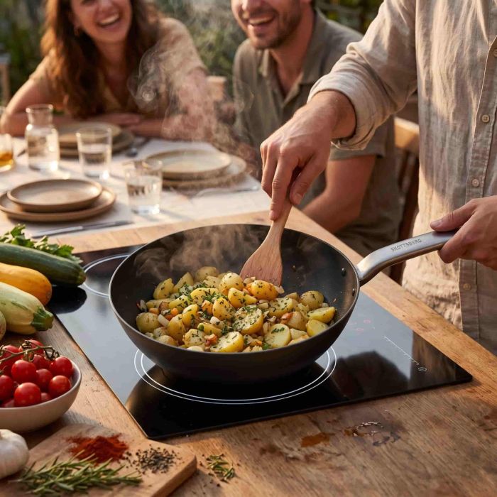Poêle wok en acier pré-culottée 28 cm