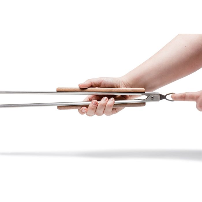 Pince à barbecue Inox bois 41cm-Bout plat