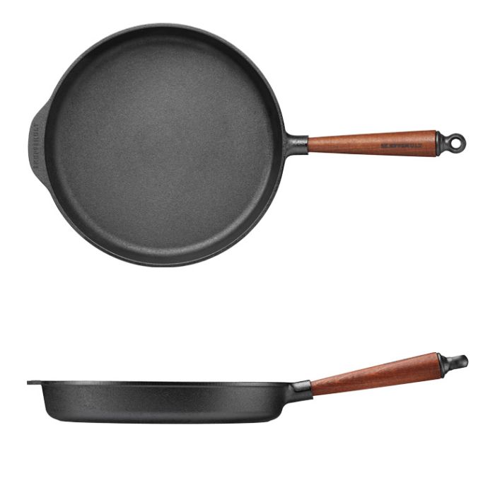Poele sauteuse fonte Ø 30 cm - Poignée hêtre