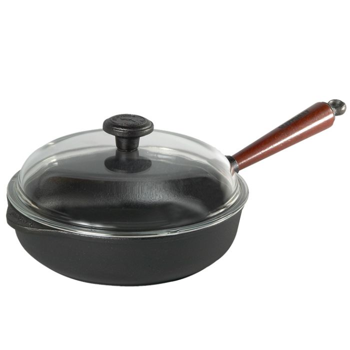 Sauteuse Ø 24 cm avec couvercle pyrex / Poignée hêtre