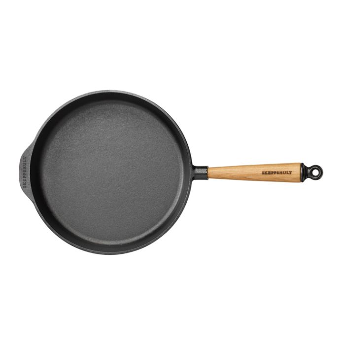 Poêle sauteuse fonte Ø 28 cm Pg chêne + couvercle verre