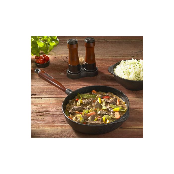 Poele sauteuse en fonte Ø 24 cm - poignée Noyer