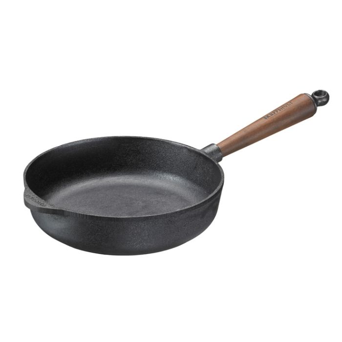 Poele sauteuse en fonte Ø 24 cm - poignée Noyer