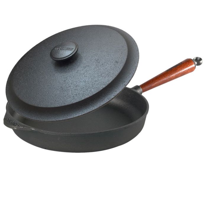 Poêle sauteuse fonte Ø 28 cm Pg hêtre + couvercle fonte