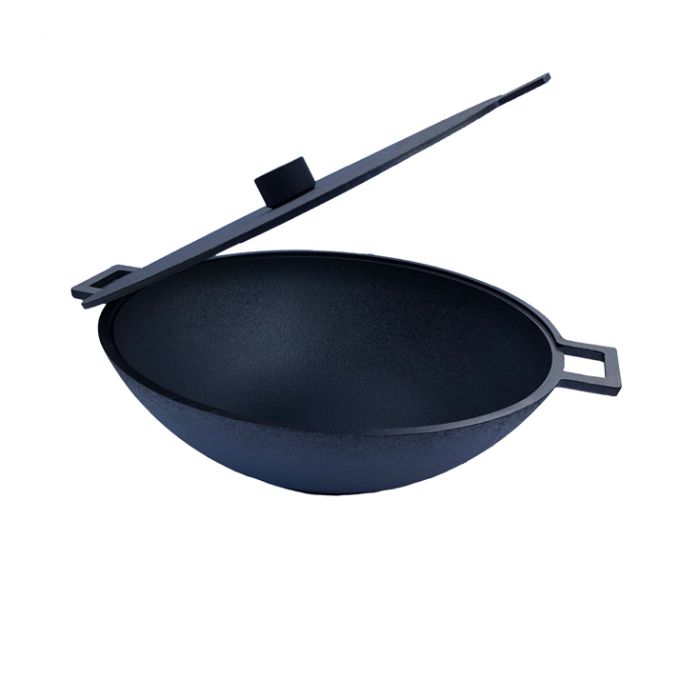 Wok fonte - Ø32 cm avec couvercle- SERIE NOIR