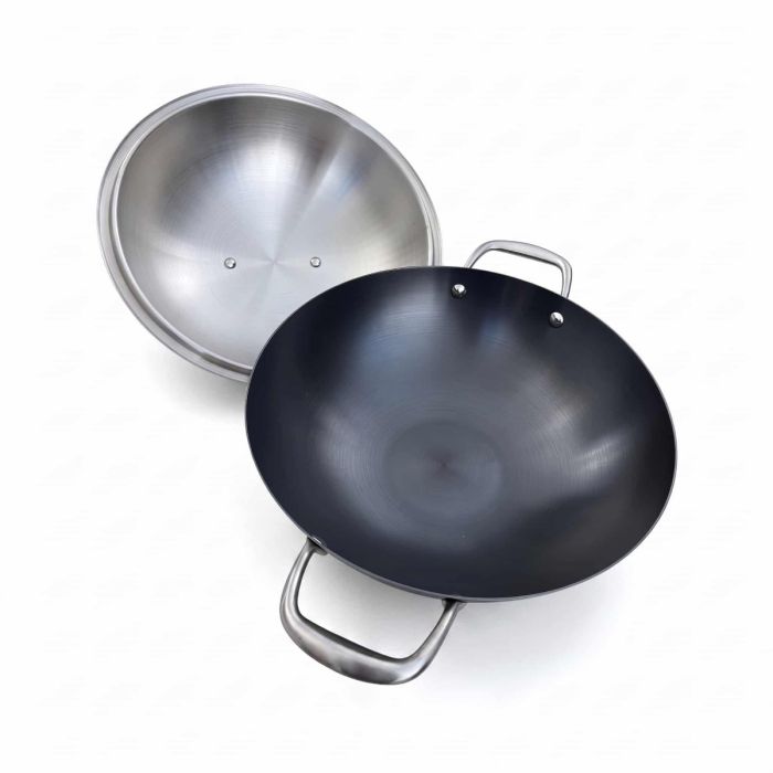 Wok 36cm PREMIUM en fer préculotté