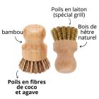 Brosse vaisselle écologique fibre agave, bambou et poils en laiton