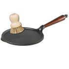 Poêle crêpe en fonte naturelle avec brosse de nettoyage