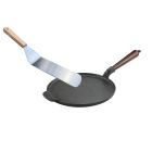 Poêle à crêpe avec sa spatule large inox, idéal pour les oeufs 