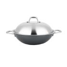 Wok en fonte avec couvercle inox