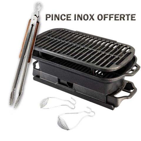 Navaris Poêle Grill en Fonte - Poêle à Griller Carrée 45x30,5x4,7cm  Antiadhésif Préassaisonnée - Cuisson Homogène Gaz Induction Four Barbecue