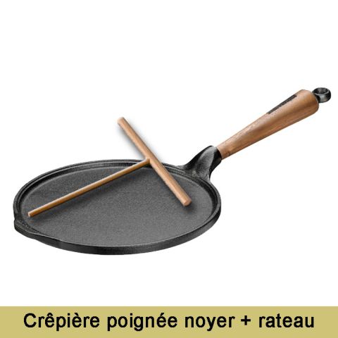 Poêle crêpe en fonte avec rateau rozel