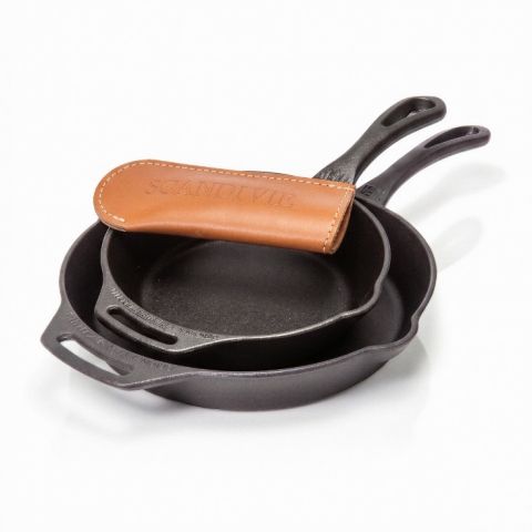 Lot de poêles en fonte petite et grande avec manchon de protection