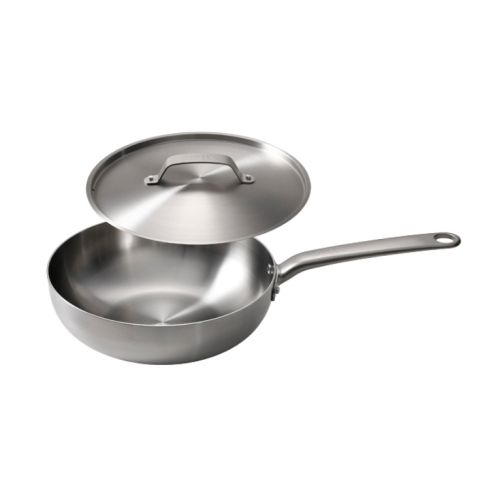 Poêle wok + couvercle tout inox 18/10
