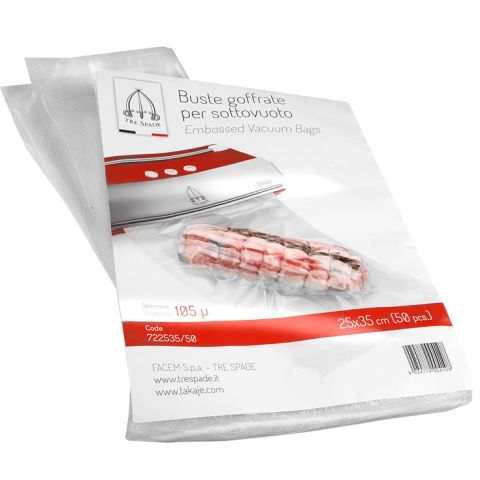Sacs De Conservation Sous Vide 25x35 Cm – Lot De 100 – 105 Microns, Relief – Compatibles Toutes Machines – Pour Aliments, Congélation